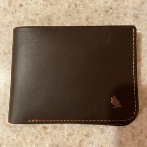 Bellroy Hide & Seek Wallet: Dark Brown Leather Wallet with Orange Stitching